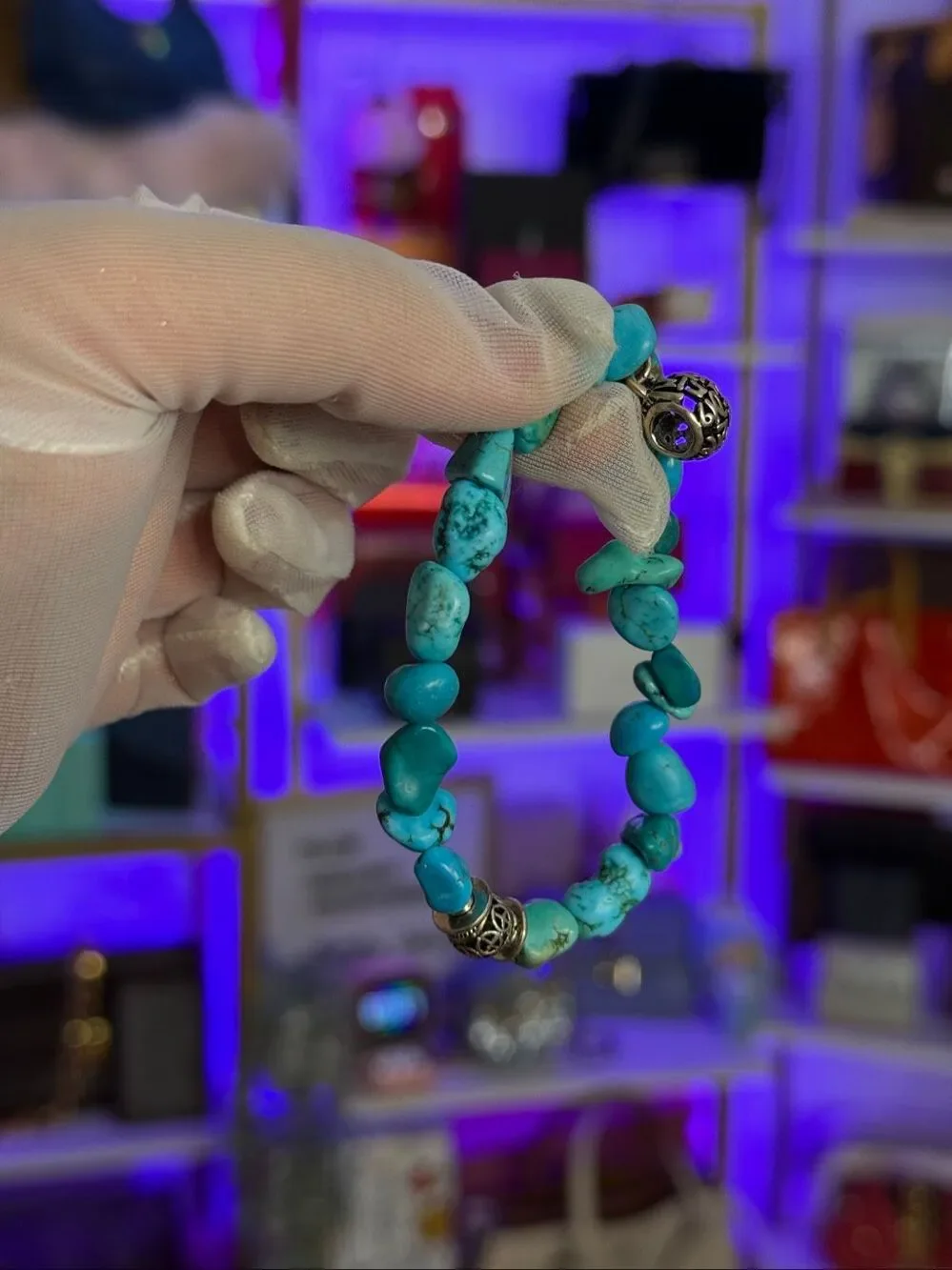 Natural Turquoise Raw Crystal Gemstone Healing Protection Bracelet one Size
